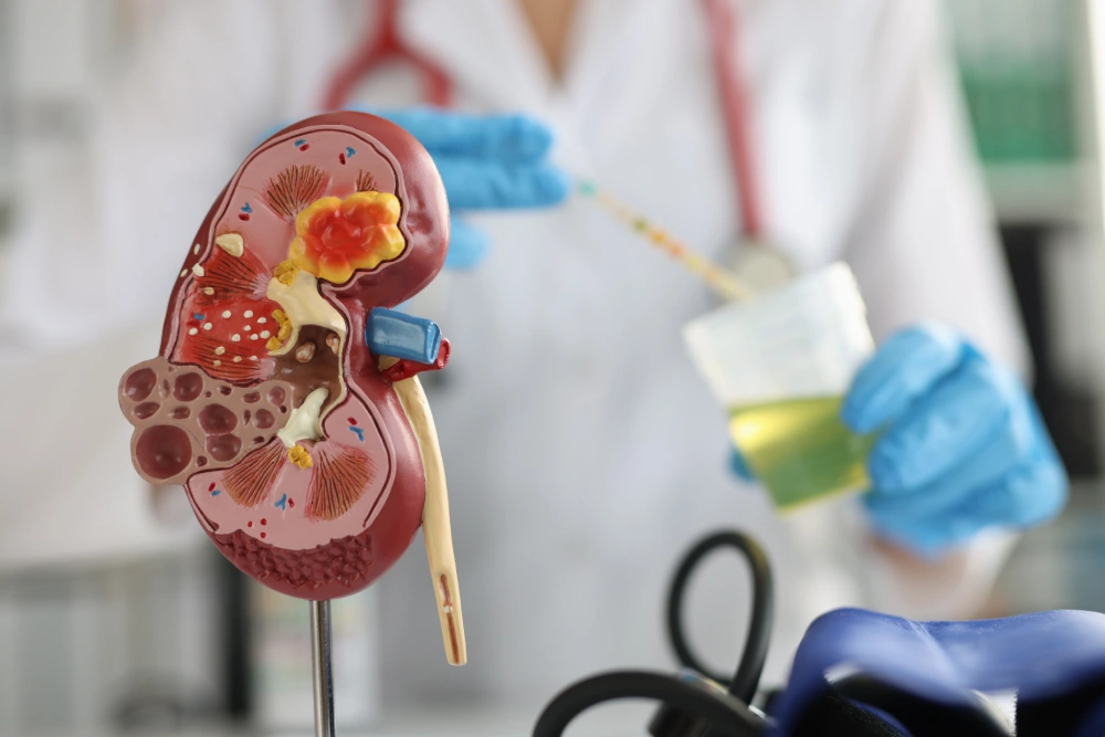 Urology doctor conducting a urine test